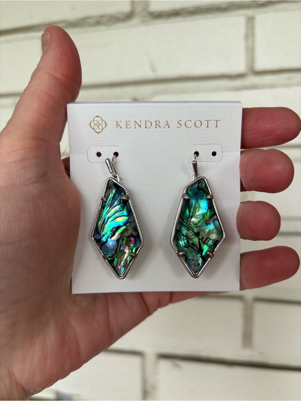 Kendra Scott Silver/Abalone Earrings - Picture 3 of 3